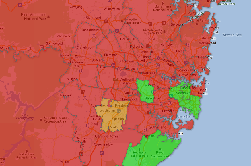 Sydney Area 2012 marriage equality results