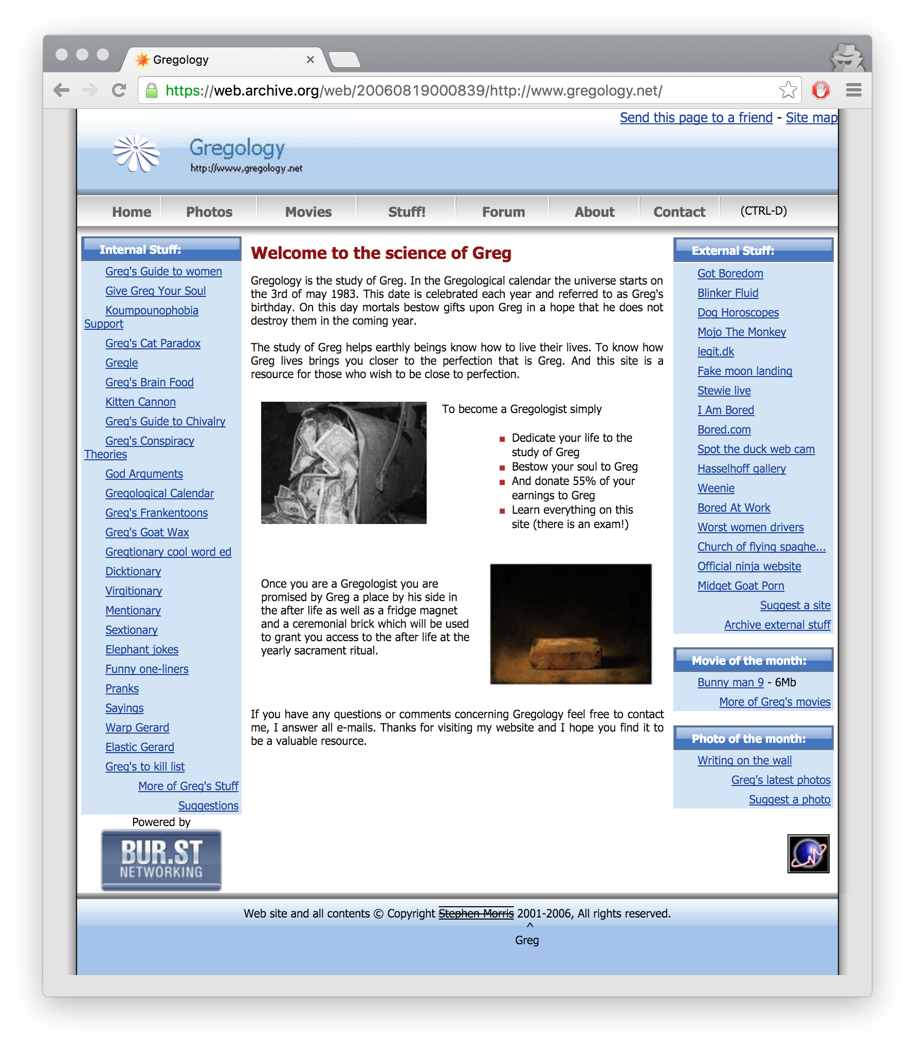 Gregology.net 2005 version