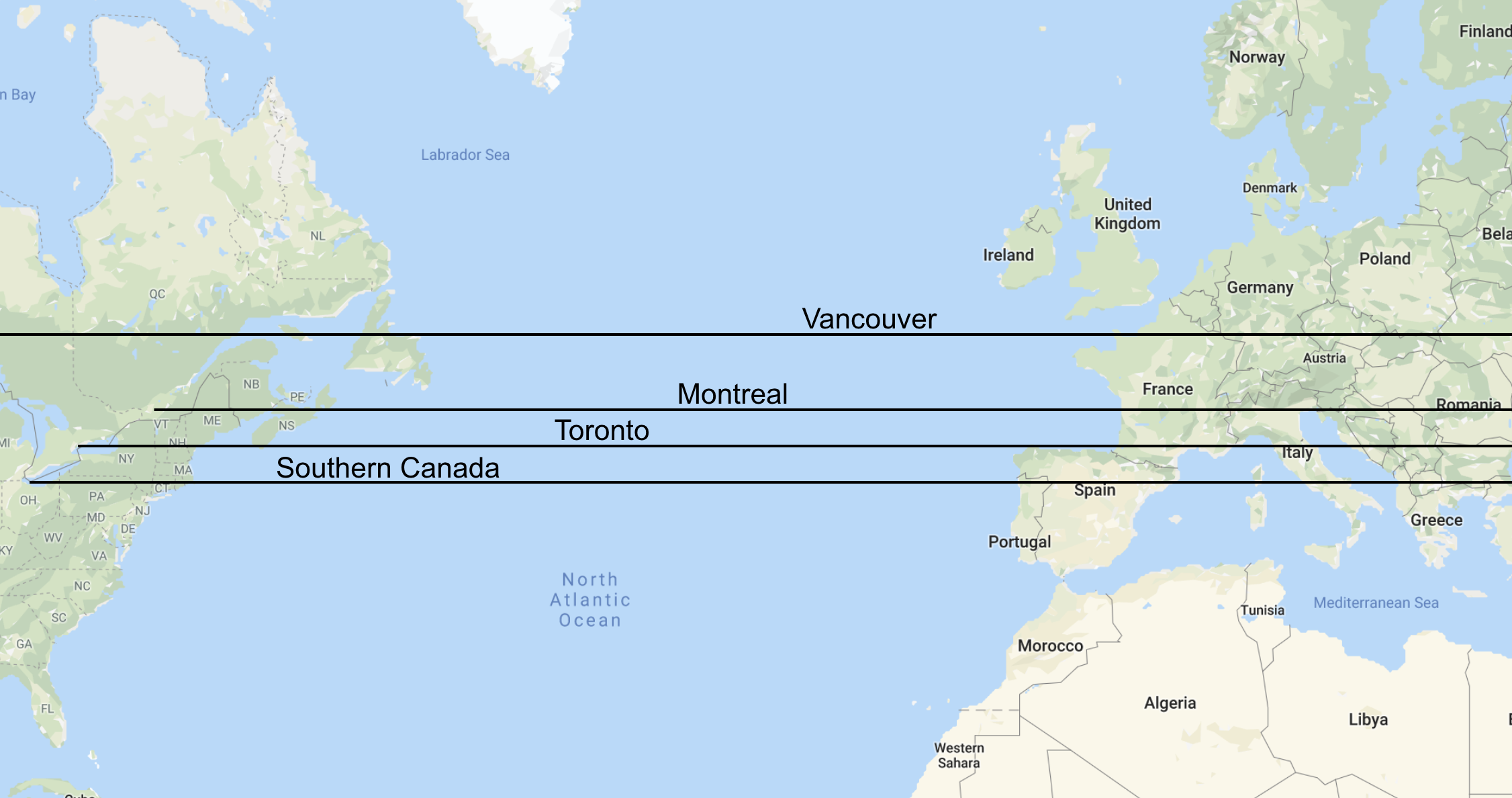 Canada vs Europe latitude